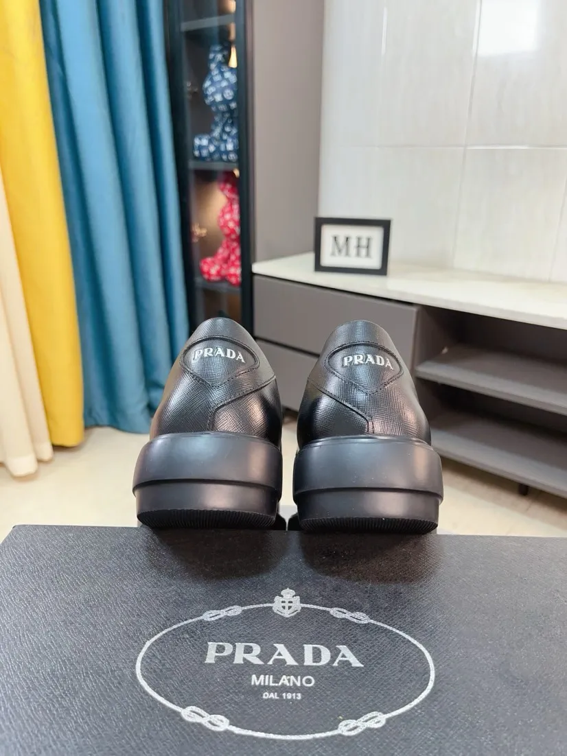 Men's shoes 💰540🌹🌹【PRADA Leather Shoes】Top purchasing agency Original imported Italian custom-made open-edge beaded cowhide leather surface, fully imported water-dyed breathable cowhide lining, original factory special molded sole super comfortable, size: 38-44